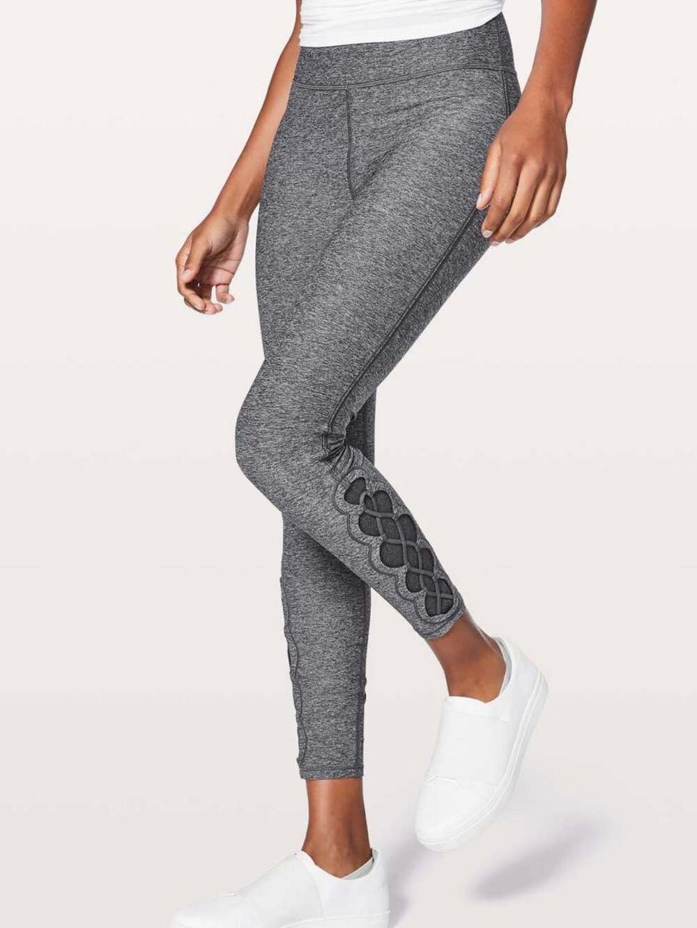 Lululemon Tied To It 7/8 Tight 25" Heathered Black Gray Leggings Size 4